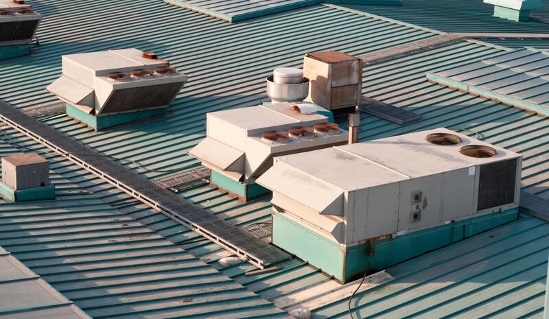 close up commercial roofing project